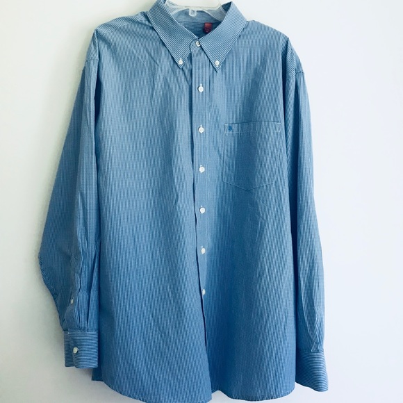 IZOD Blue Long Sleeve Button Down Casual Shirt - Picture 1 of 6